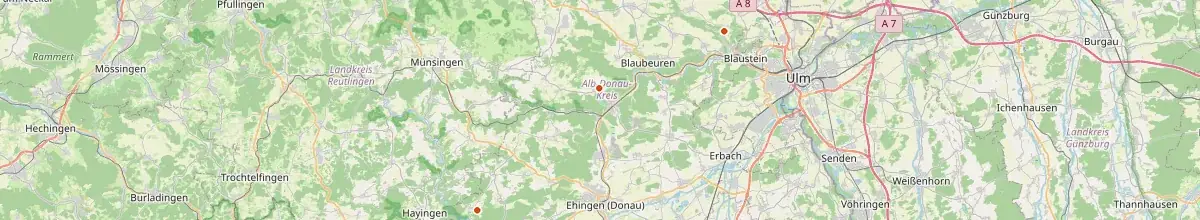 Karte mit den Selbstversorgerhäusern in Alb-Donau-Kreis