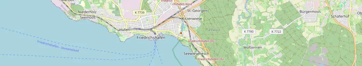 Karte mit den Selbstversorgerhäusern in Friedrichshafen