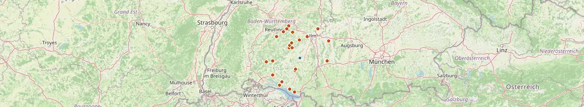 Karte mit den Selbstversorgerhäusern in Landkreis Biberach
