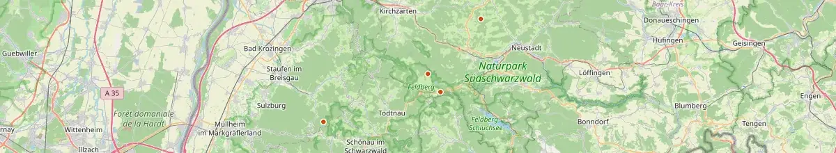 Karte mit den Selbstversorgerhäusern in Landkreis Breisgau-Hochschwarzwald