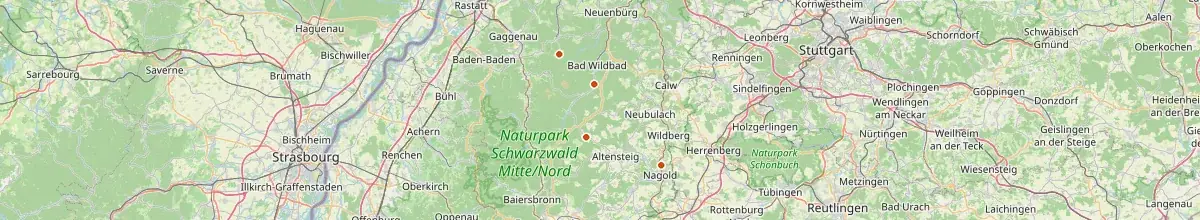Karte mit den Selbstversorgerhäusern in Landkreis Calw