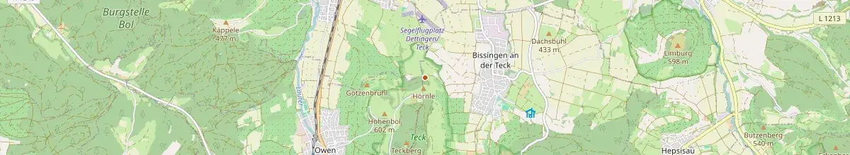 Karte mit den Selbstversorgerhäusern in Bissingen an der Teck