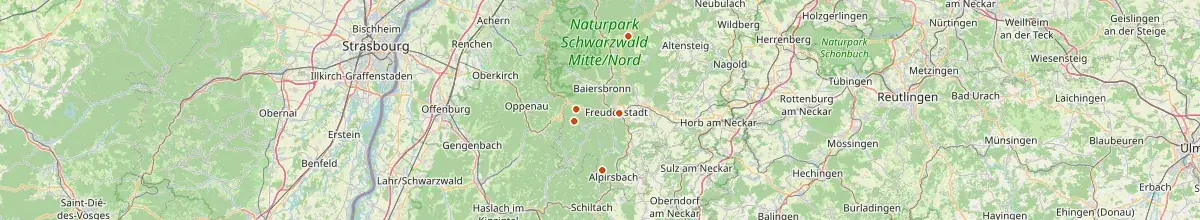 Karte mit den Selbstversorgerhäusern in Landkreis Freudenstadt