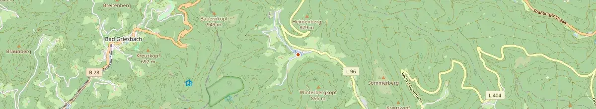Karte mit den Selbstversorgerhäusern in Bad Rippoldsau-Schapbach