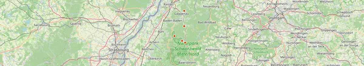 Karte mit den Selbstversorgerhäusern in Landkreis Rastatt