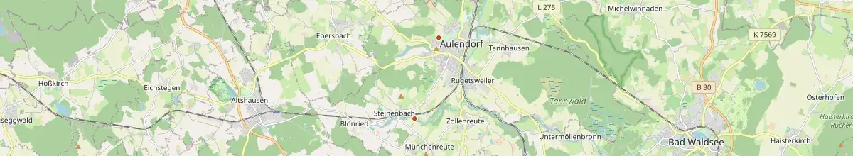 Karte mit den Selbstversorgerhäusern in Aulendorf