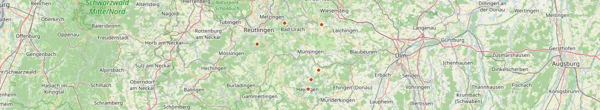 Karte mit den Selbstversorgerhäusern in Landkreis Reutlingen