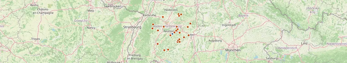 Karte mit den Selbstversorgerhäusern in Eningen unter Achalm