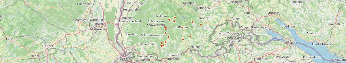 Karte mit den Selbstversorgerhäusern in Landkreis Waldshut
