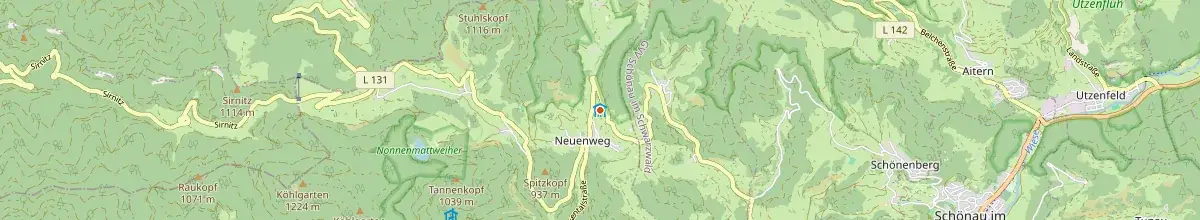 Karte mit den Selbstversorgerhäusern in Kleines Wiesental