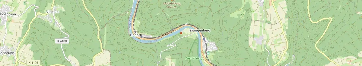 Karte mit den Selbstversorgerhäusern in Zwingenberg