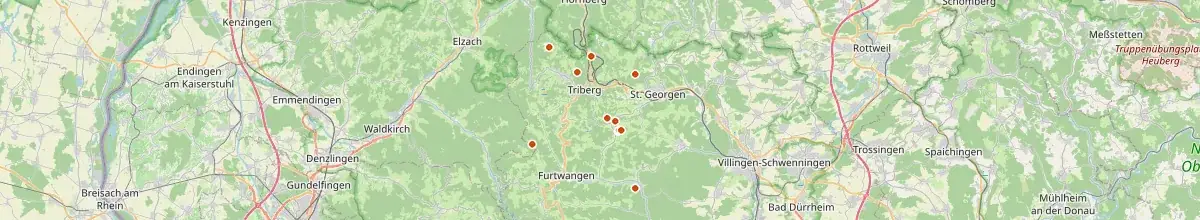 Karte mit den Selbstversorgerhäusern in Schwarzwald-Baar-Kreis