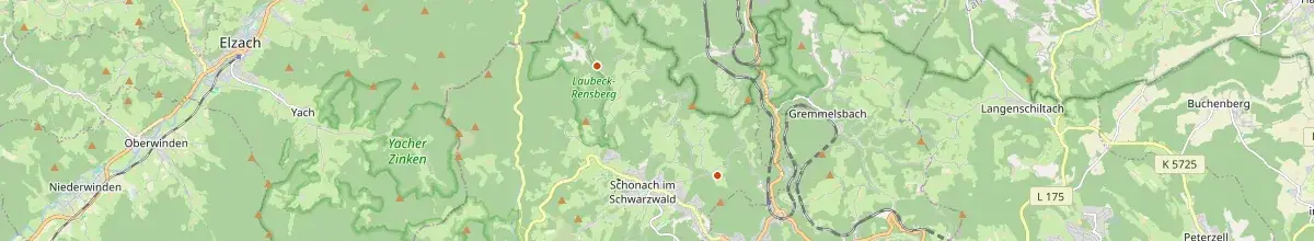 Karte mit den Selbstversorgerhäusern in Schonach