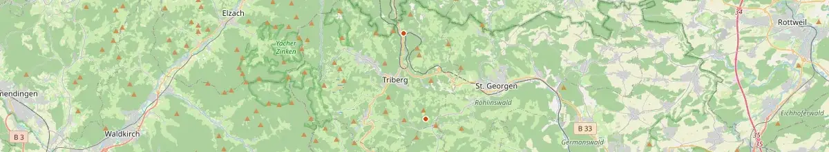 Karte mit den Selbstversorgerhäusern in Triberg