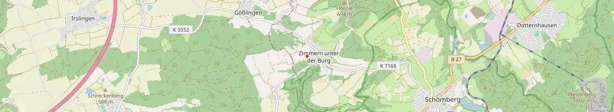 Karte mit den Selbstversorgerhäusern in Zimmern unter der Burg