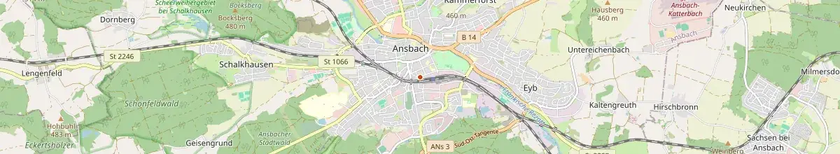 Karte mit den Selbstversorgerhäusern in Ansbach