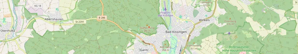 Karte mit den Selbstversorgerhäusern in Bad Kissingen