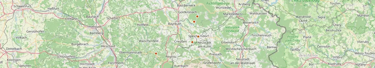 Karte mit den Selbstversorgerhäusern in Landkreis Bayreuth