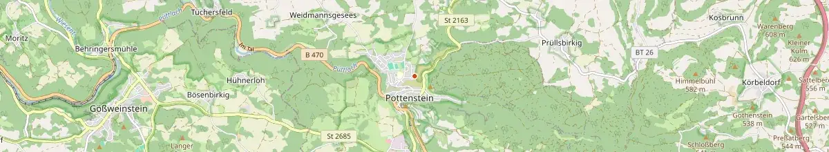 Karte mit den Selbstversorgerhäusern in Pottenstein
