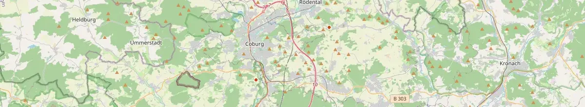 Karte mit den Selbstversorgerhäusern in Landkreis Coburg