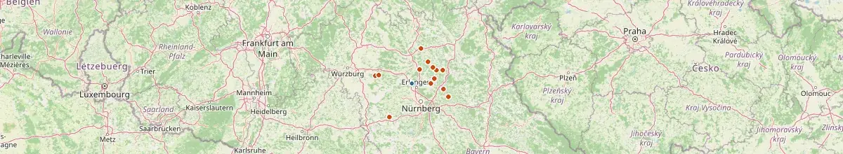 Karte mit den Selbstversorgerhäusern in Landkreis Erlangen-Höchstadt