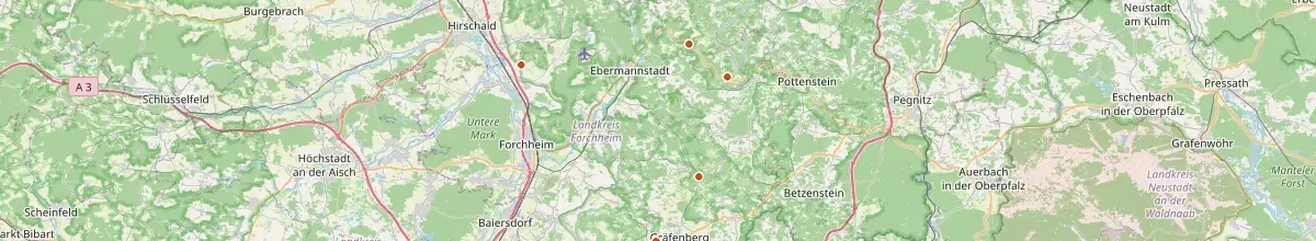 Karte mit den Selbstversorgerhäusern in Landkreis Forchheim