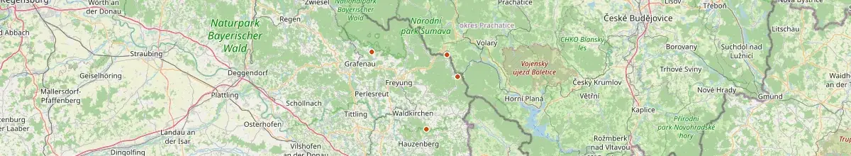 Karte mit den Selbstversorgerhäusern in Landkreis Freyung-Grafenau