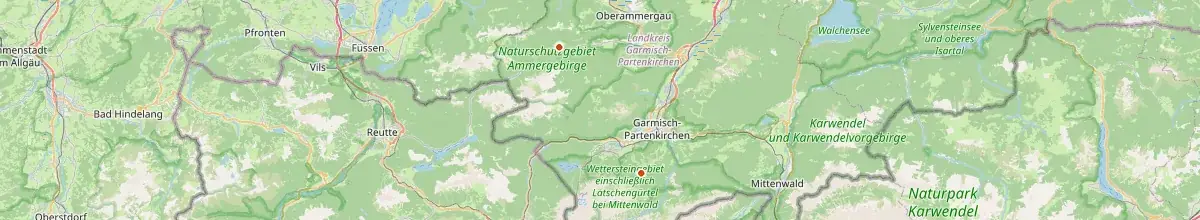 Karte mit den Selbstversorgerhäusern in Landkreis Garmisch-Partenkirchen