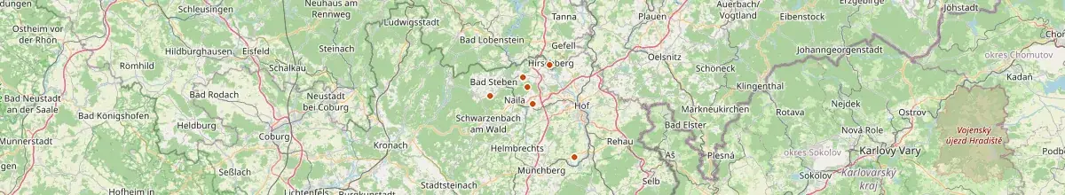 Karte mit den Selbstversorgerhäusern in Landkreis Hof