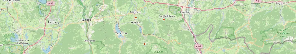 Karte mit den Selbstversorgerhäusern in Landkreis Miesbach