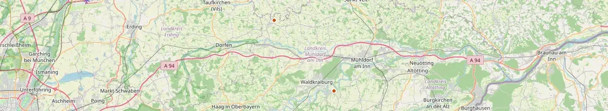 Karte mit den Selbstversorgerhäusern in Landkreis Mühldorf am Inn