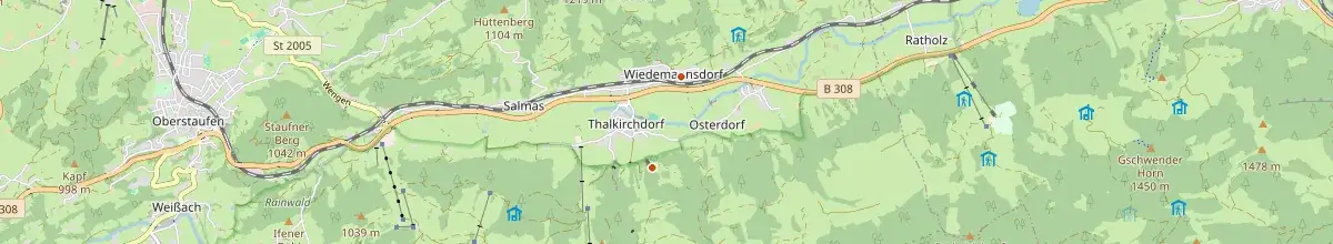 Karte mit den Selbstversorgerhäusern in Oberstaufen