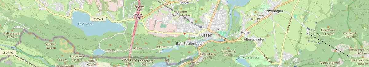 Karte mit den Selbstversorgerhäusern in Füssen