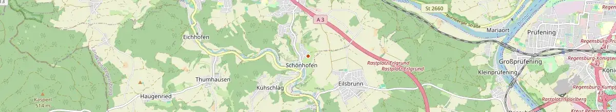Karte mit den Selbstversorgerhäusern in Landkreis Regensburg