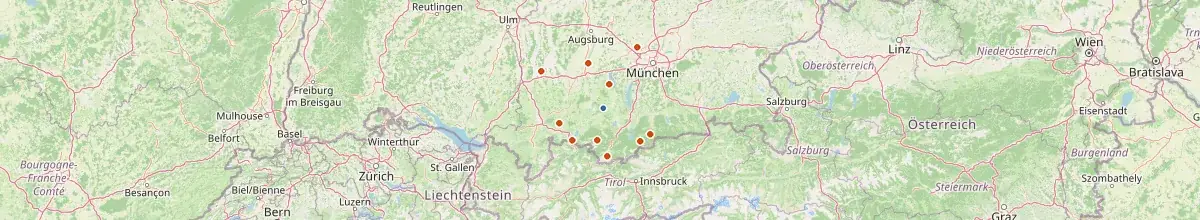 Karte mit den Selbstversorgerhäusern in Landkreis Weilheim-Schongau