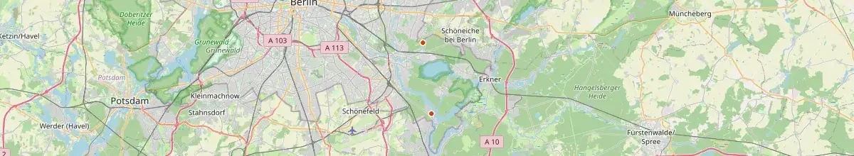 Karte mit den Selbstversorgerhäusern in Treptow-Köpenick