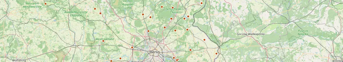 Karte mit den Selbstversorgerhäusern in Brandenburg