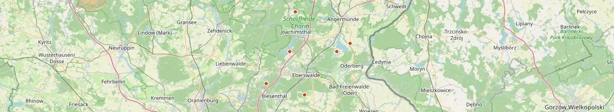 Karte mit den Selbstversorgerhäusern in Landkreis Barnim