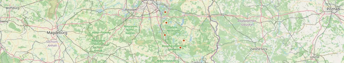 Karte mit den Selbstversorgerhäusern in Landkreis Dahme-Spreewald