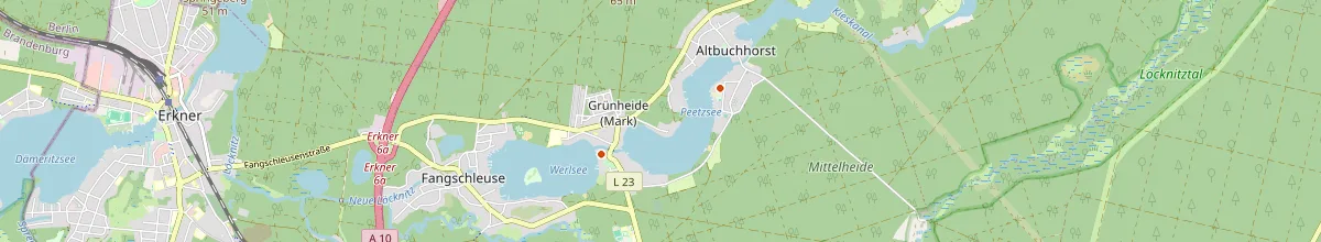 Karte mit den Selbstversorgerhäusern in Grünheide