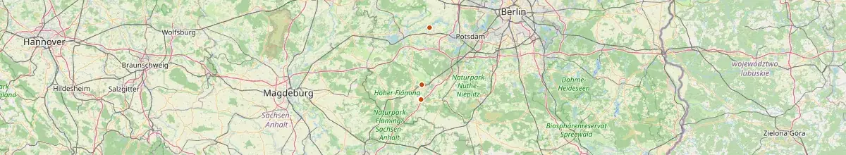 Karte mit den Selbstversorgerhäusern in Landkreis Potsdam-Mittelmark