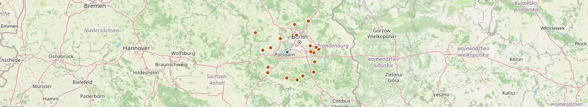 Karte mit den Selbstversorgerhäusern in Stadt Potsdam