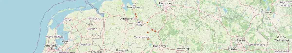 Karte mit den Selbstversorgerhäusern in Bremen