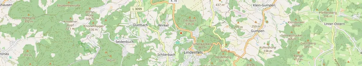 Karte mit den Selbstversorgerhäusern in Lindenfels