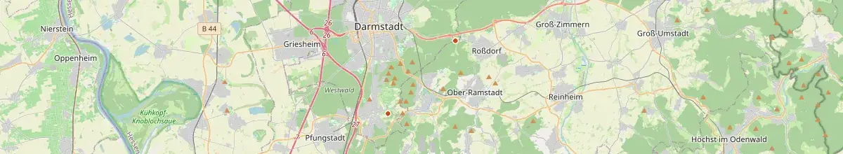 Karte mit den Selbstversorgerhäusern in Darmstadt