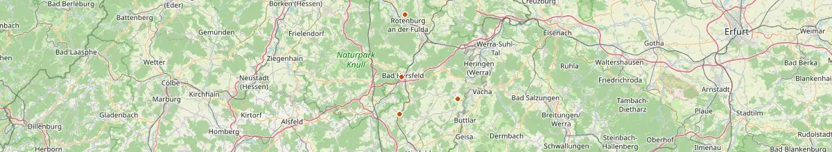 Karte mit den Selbstversorgerhäusern in Hersfeld-Rotenburg