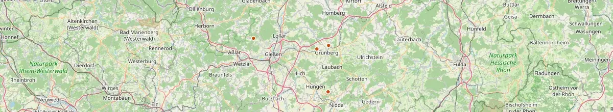 Karte mit den Selbstversorgerhäusern in Landkreis Gießen