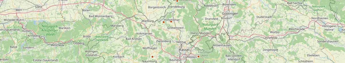 Karte mit den Selbstversorgerhäusern in Landkreis Kassel