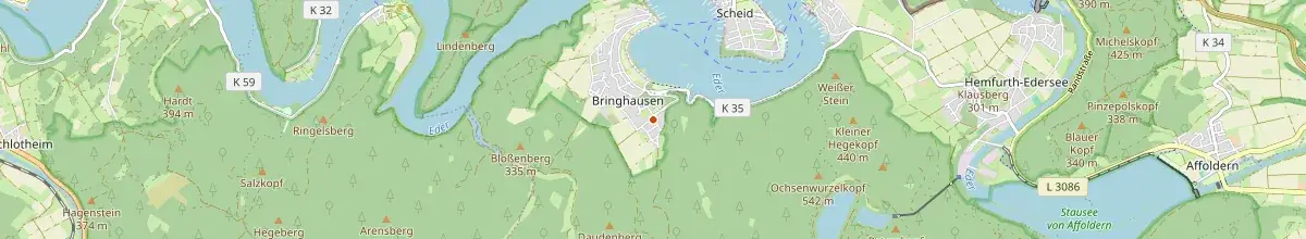 Karte mit den Selbstversorgerhäusern in Edertal