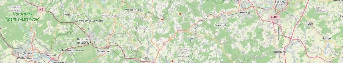 Karte mit den Selbstversorgerhäusern in Limburg-Weilburg